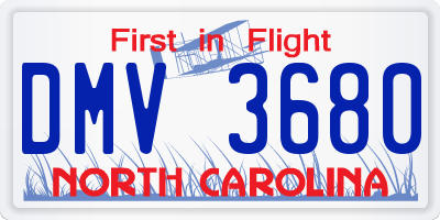 NC license plate DMV3680