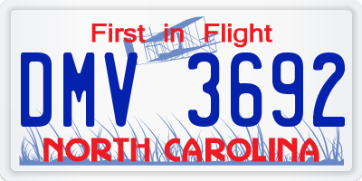 NC license plate DMV3692