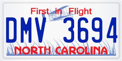 NC license plate DMV3694