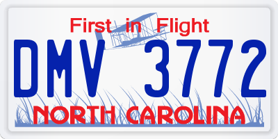 NC license plate DMV3772