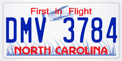 NC license plate DMV3784