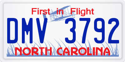 NC license plate DMV3792