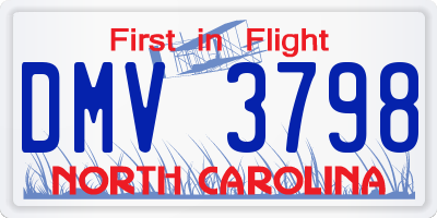 NC license plate DMV3798