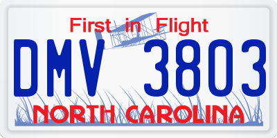 NC license plate DMV3803
