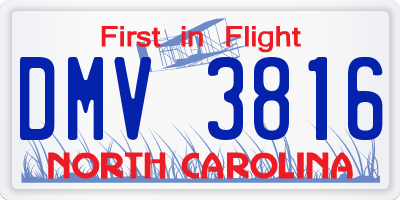 NC license plate DMV3816
