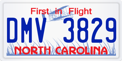 NC license plate DMV3829