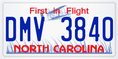 NC license plate DMV3840