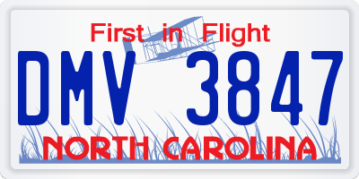 NC license plate DMV3847