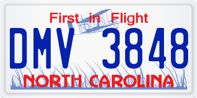 NC license plate DMV3848