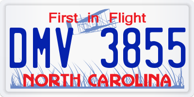 NC license plate DMV3855