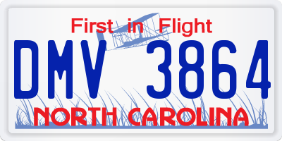NC license plate DMV3864
