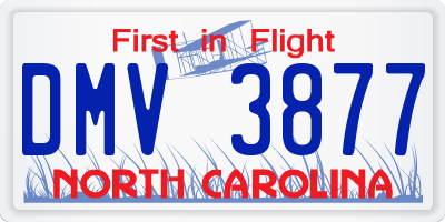 NC license plate DMV3877