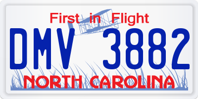 NC license plate DMV3882
