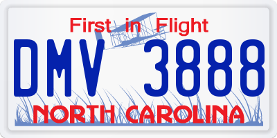 NC license plate DMV3888