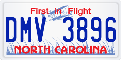 NC license plate DMV3896