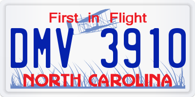 NC license plate DMV3910