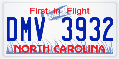 NC license plate DMV3932
