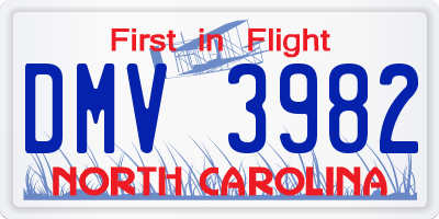 NC license plate DMV3982
