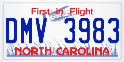NC license plate DMV3983