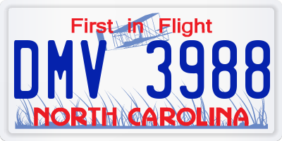 NC license plate DMV3988