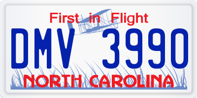 NC license plate DMV3990