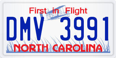 NC license plate DMV3991