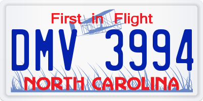NC license plate DMV3994