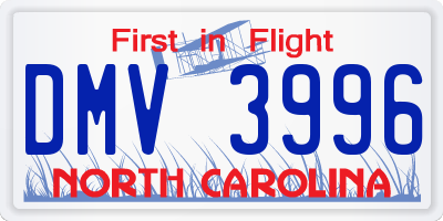 NC license plate DMV3996