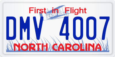 NC license plate DMV4007