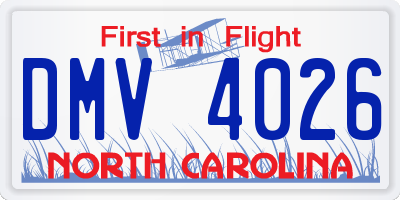 NC license plate DMV4026