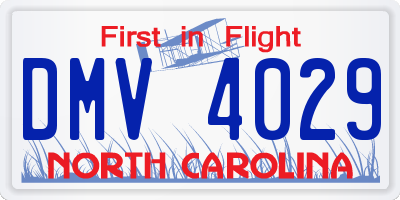 NC license plate DMV4029