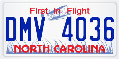 NC license plate DMV4036