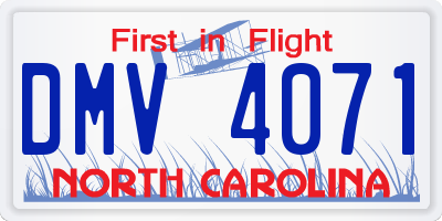 NC license plate DMV4071