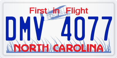 NC license plate DMV4077