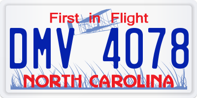 NC license plate DMV4078