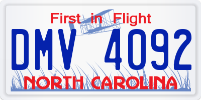 NC license plate DMV4092