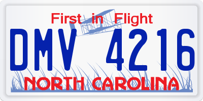NC license plate DMV4216