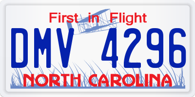 NC license plate DMV4296