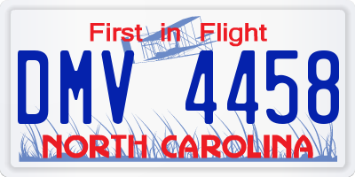NC license plate DMV4458