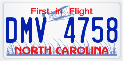 NC license plate DMV4758