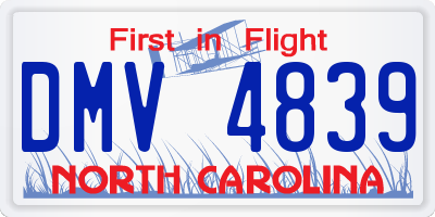NC license plate DMV4839