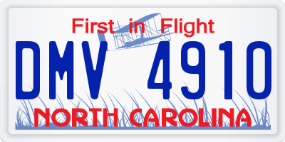 NC license plate DMV4910