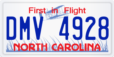NC license plate DMV4928