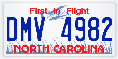 NC license plate DMV4982