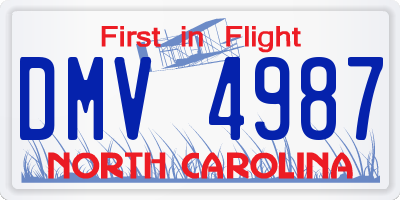 NC license plate DMV4987