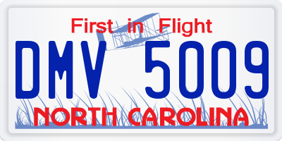 NC license plate DMV5009
