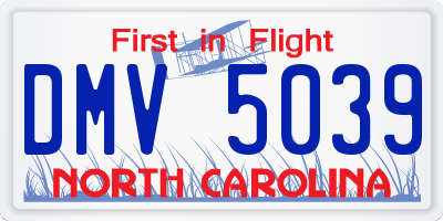 NC license plate DMV5039