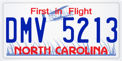 NC license plate DMV5213