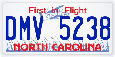 NC license plate DMV5238