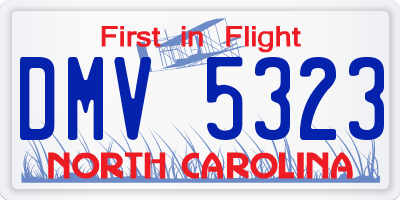 NC license plate DMV5323